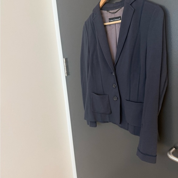 Luisa CERANO sz. 8 NWOT Women's cotton classic Navy Blazer - Picture 3 of 15
